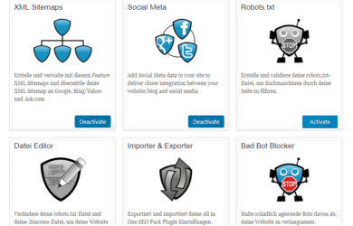 Viele, jedoch nicht alle Funktionen des All In One SEO Pack Pro SEO Plugins für WordPress.