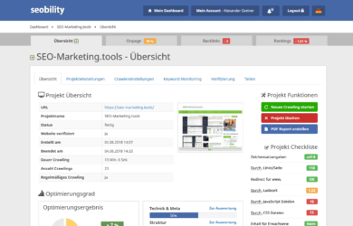Die Übersicht im Seobility Test