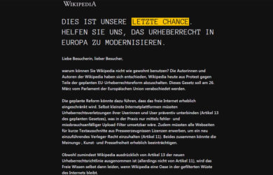 Keine Informationen an diesem Tag: Wikipedia ist heute nur schwarz.